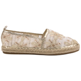 Lucky Shoes Espadrillas di pizzo a fiori marrone