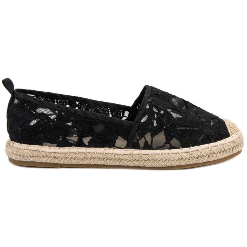Lucky Shoes Espadrillas di pizzo nero