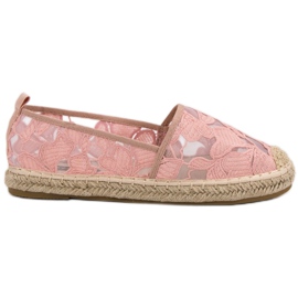 Lucky Shoes Espadrillas di pizzo rosa