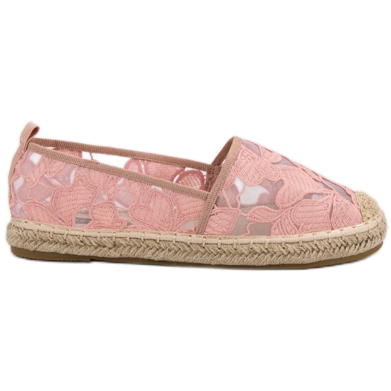 Lucky Shoes Espadrillas di pizzo rosa