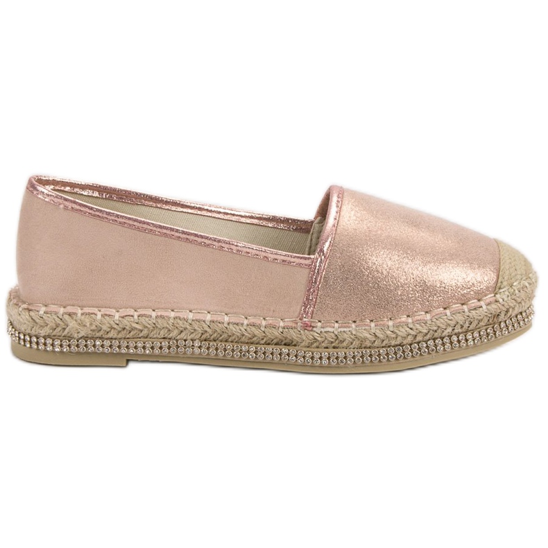 Lucky Shoes Espadrillas Cipria Con Cristalli rosa