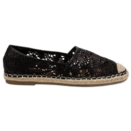 Lucky Shoes Espadrillas di pizzo nero