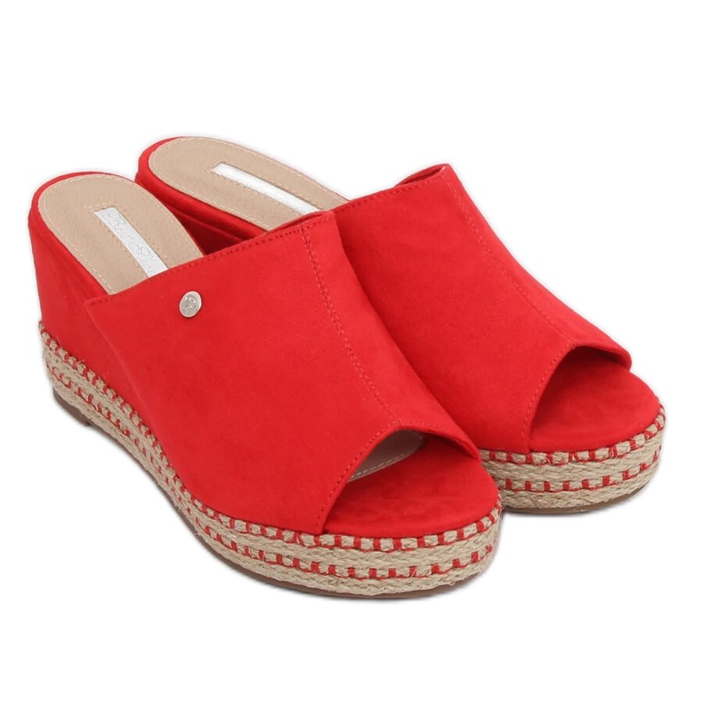 Pantofole rosse con zeppa MW-3M65 Rosse rosso