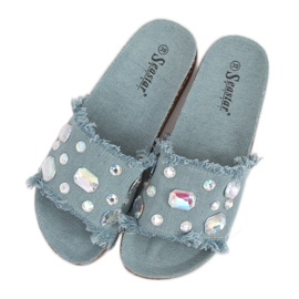 Pantofole in denim blu CK100 LT.BLUE multicolore