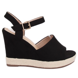 Sandali neri su una zeppa nera FD-5M14 Black nero