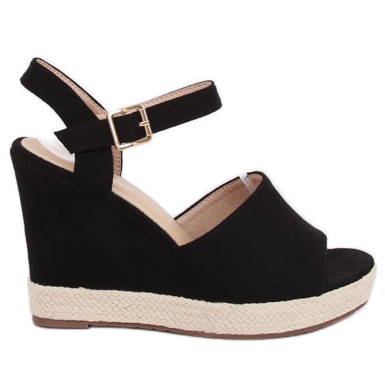 Sandali neri su una zeppa nera FD-5M14 Black nero
