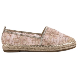 Lucky Shoes Espadrillas di pizzo a fiori rosa