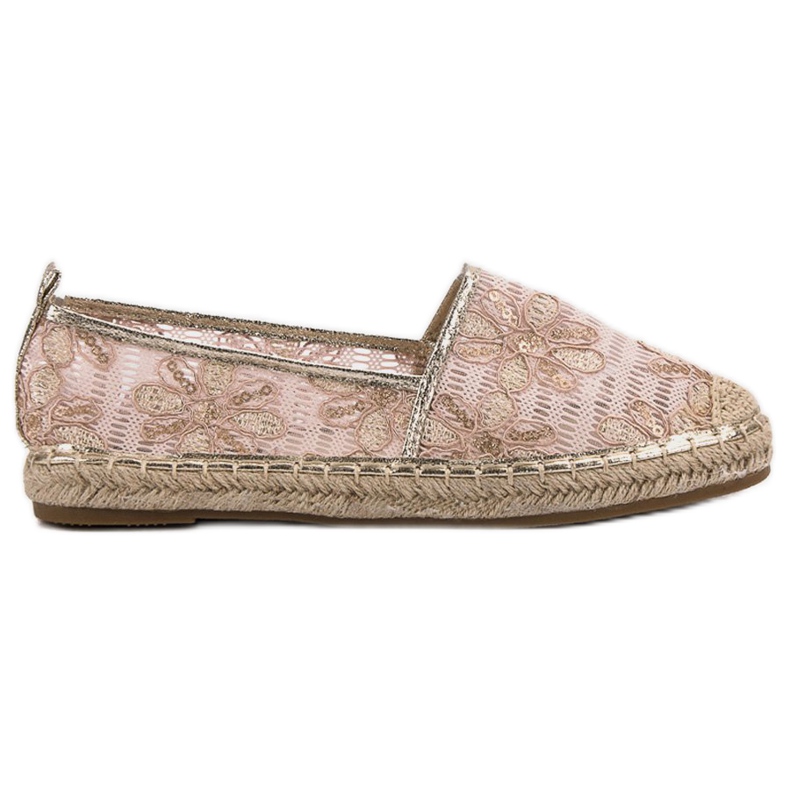 Lucky Shoes Espadrillas di pizzo a fiori rosa