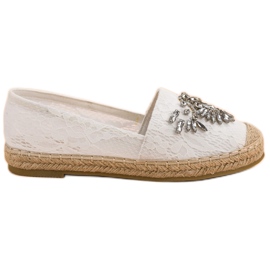 Bestelle Espadrillas di pizzo con ornamenti bianco