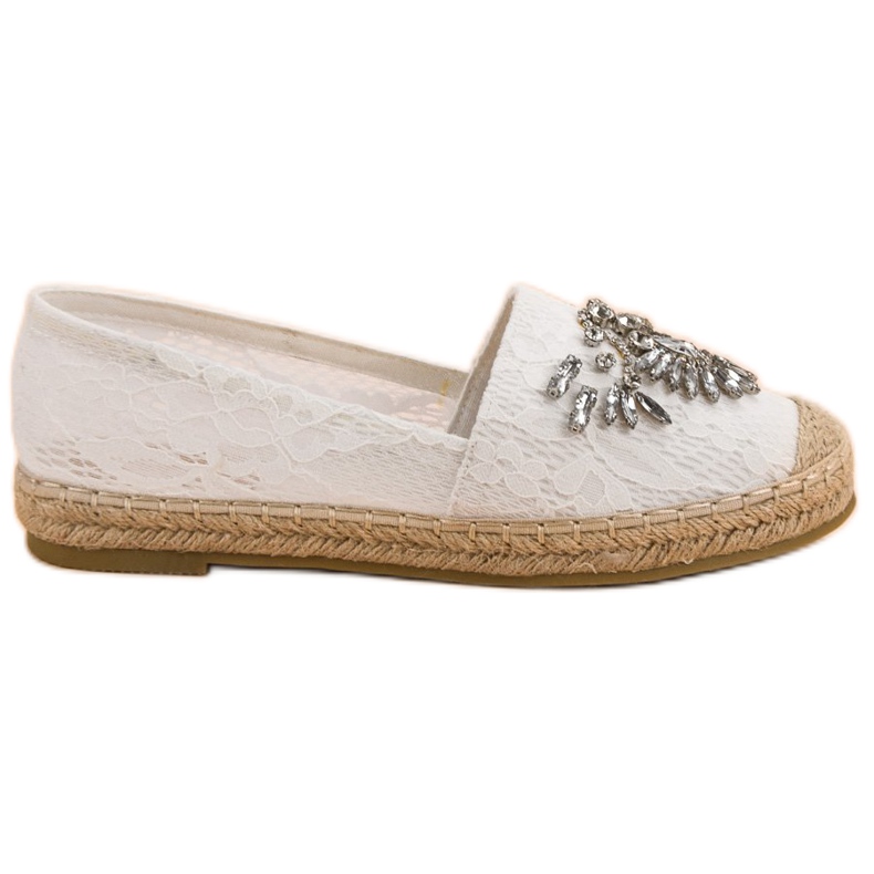 Bestelle Espadrillas di pizzo con ornamenti bianca