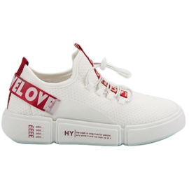 Scarpe sportive con polsino Love bianca