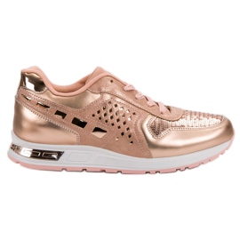 Scarpe sportive con paillettes rosa
