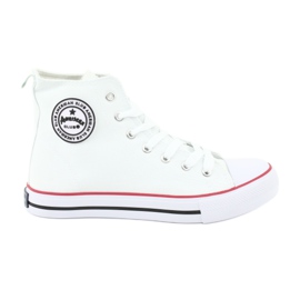 Scarpe da ginnastica alte American Club LH42 bianca rosso