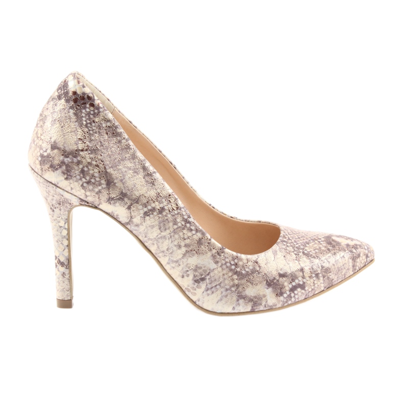 Décolleté da donna Edeo 3313 pelle di serpente beige d'oro