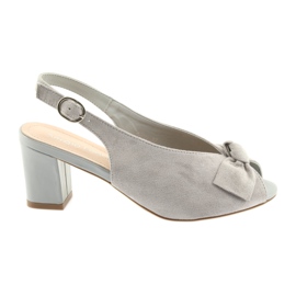 Sergio Leone Sandali in pelle scamosciata femminile con un fiocco grigio 801