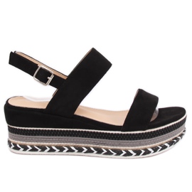 Sandali con suola alta nero 9073 Nero