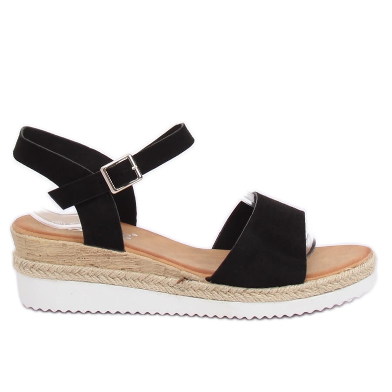 Sandali neri su una zeppa bassa 7868-KL Black nero