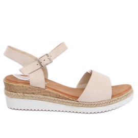 Sandali beige su una zeppa bassa 7868-KL Beige