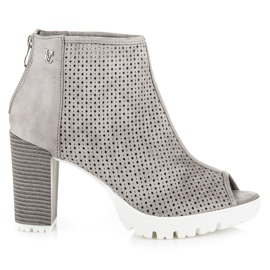 Vices Stivali open toe traforati grigio