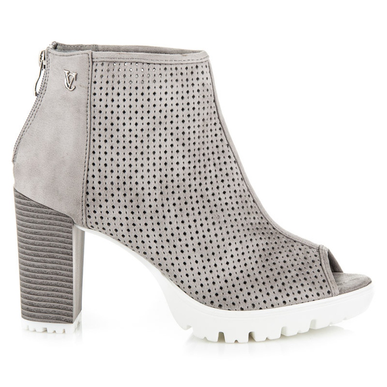 Vices Stivali open toe traforati grigio