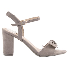 Jumex Sandali In Pelle Scamosciata Con Fiocco grigio