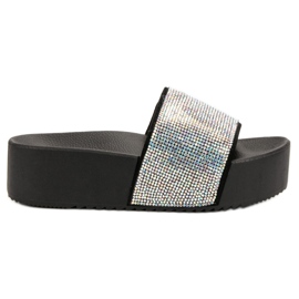 Marquiz Pantofole alla moda sulla piattaforma nero grigio