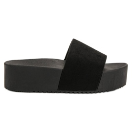 Anesia Paris Pantofole in pelle scamosciata sulla piattaforma nero