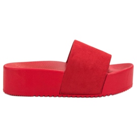 Anesia Paris Pantofole in pelle scamosciata sulla piattaforma rosso