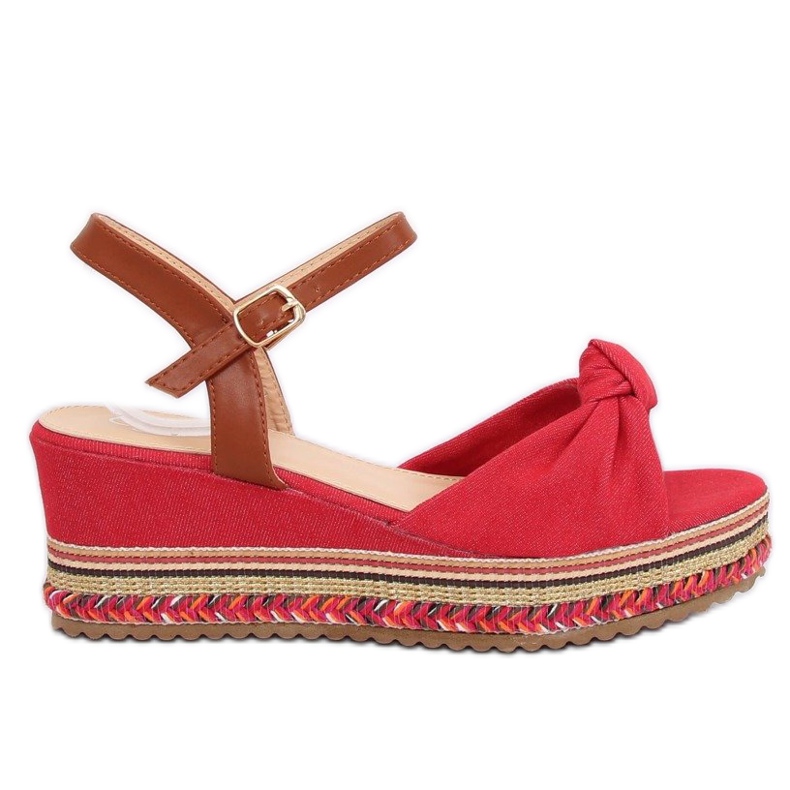 Sandali rossi con zeppa B165 Red rosso
