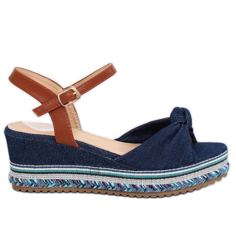 Sandali con zeppa blu navy B165 Navy
