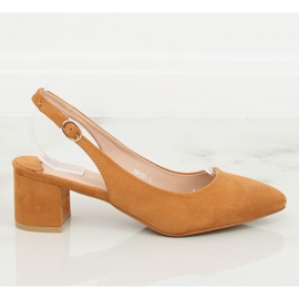 Pompe con cammello con tacco a vista S0-231 Camel II-GAT marrone