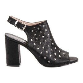 VINCEZA sandali con jais nero