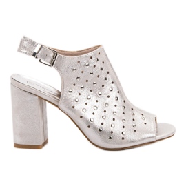 VINCEZA sandali con jais grigio