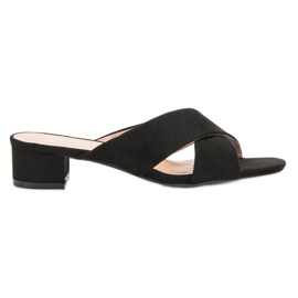 Small Swan Eleganti pantofole in pelle scamosciata nero