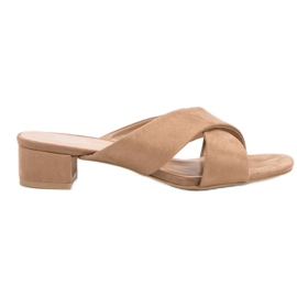Small Swan Eleganti pantofole in pelle scamosciata marrone