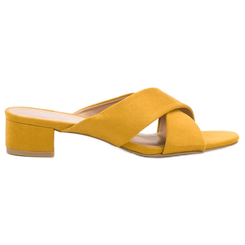 Small Swan Eleganti pantofole in pelle scamosciata giallo