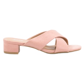 Small Swan Eleganti pantofole in pelle scamosciata rosa