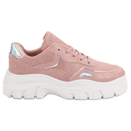Sneakers rosa con effetto olografico