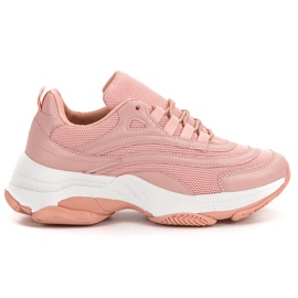 Scarpe sportive stringate rosa