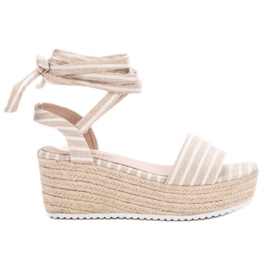 Seastar Sandali a righe sulla zeppa beige
