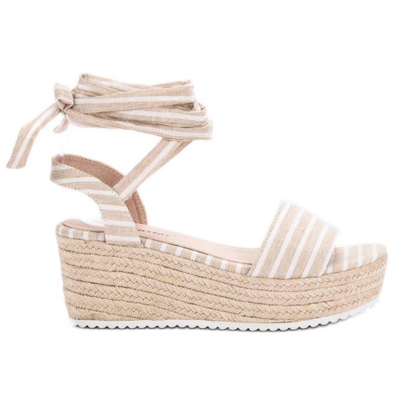 Seastar Sandali a righe sulla zeppa beige