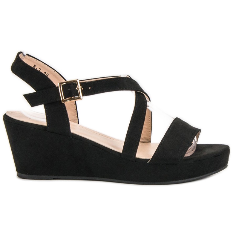 Sandali con zeppa in pelle scamosciata nero