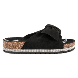 Anesia Paris Pantofole In Camoscio Con Cristalli nero