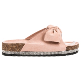 Anesia Paris Pantofole In Camoscio Con Cristalli rosa