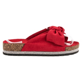 Anesia Paris Pantofole In Camoscio Con Cristalli rosso