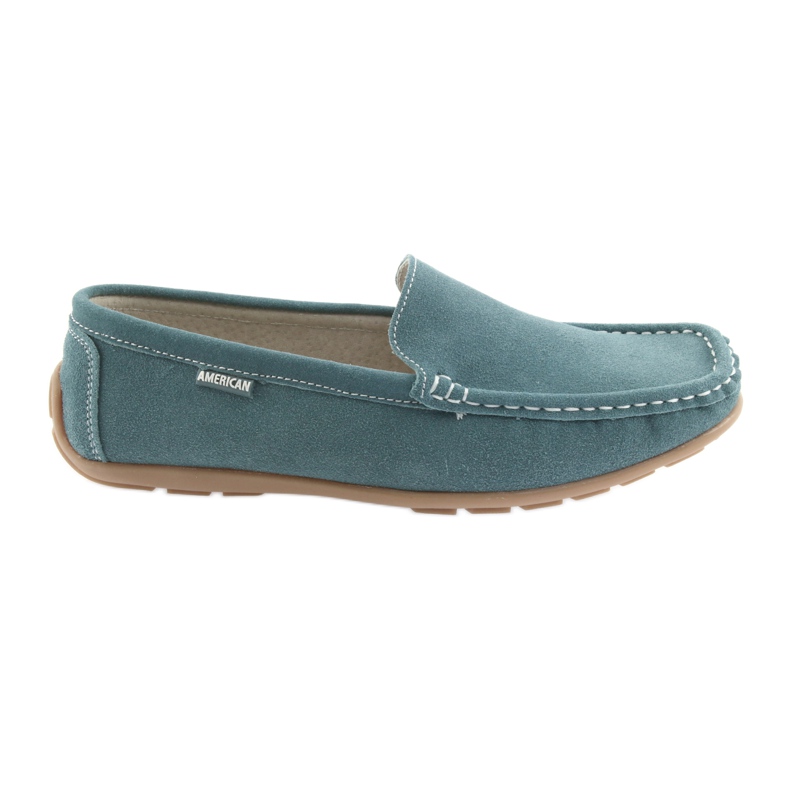 American Club Mocassini da donna, pelle blu denim