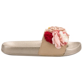 SHELOVET Pantofole Dorate Con Fiori d'oro