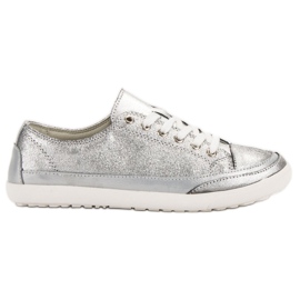Filippo Sneakers in pelle argento grigio