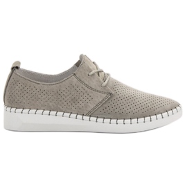 Scarpe in pelle traforata grigio