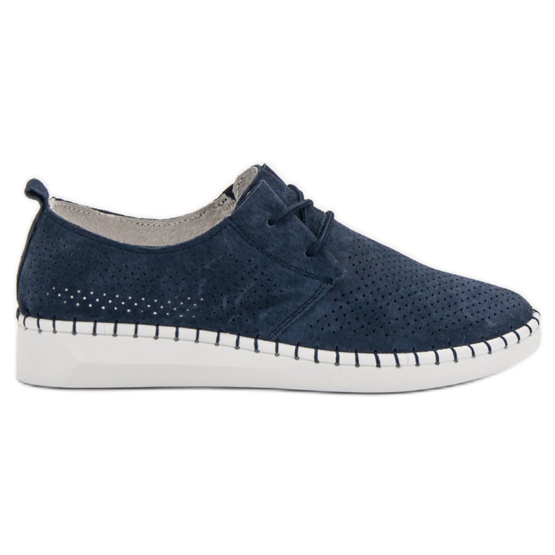 Scarpe in pelle traforata blu